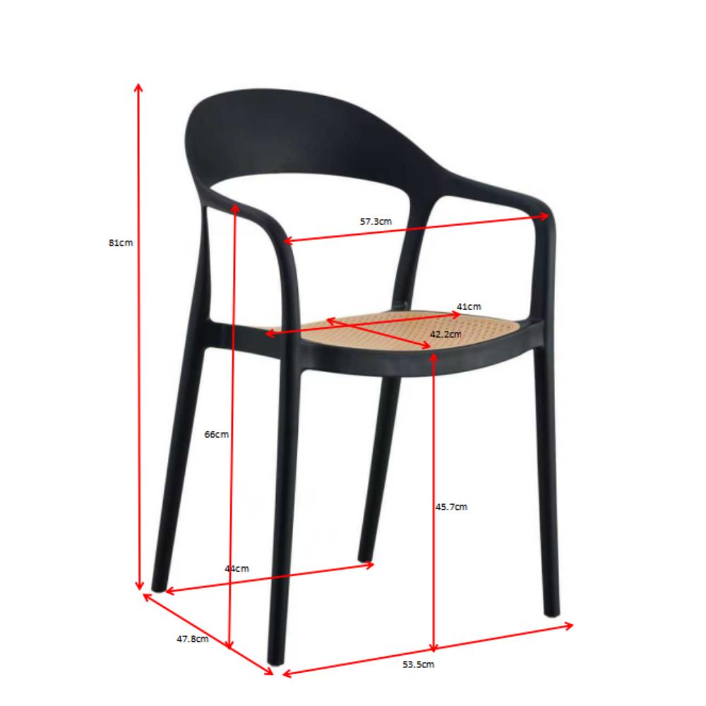 Silla Río, Negro y Beige, con Espaldar Abierto y Diseño Moderno
