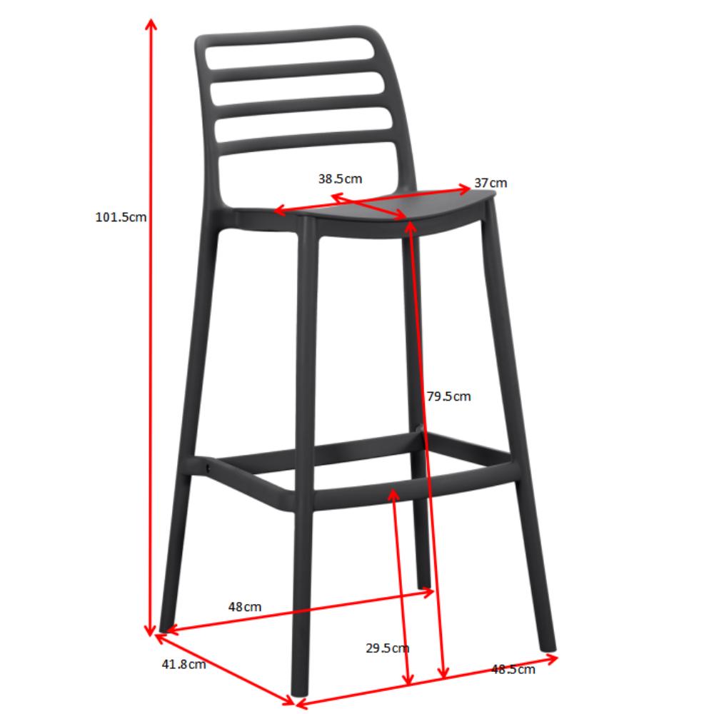 Silla para Bar Palawan, Negro, con Espaldar Abierto y Diseño Minimalista, abierto