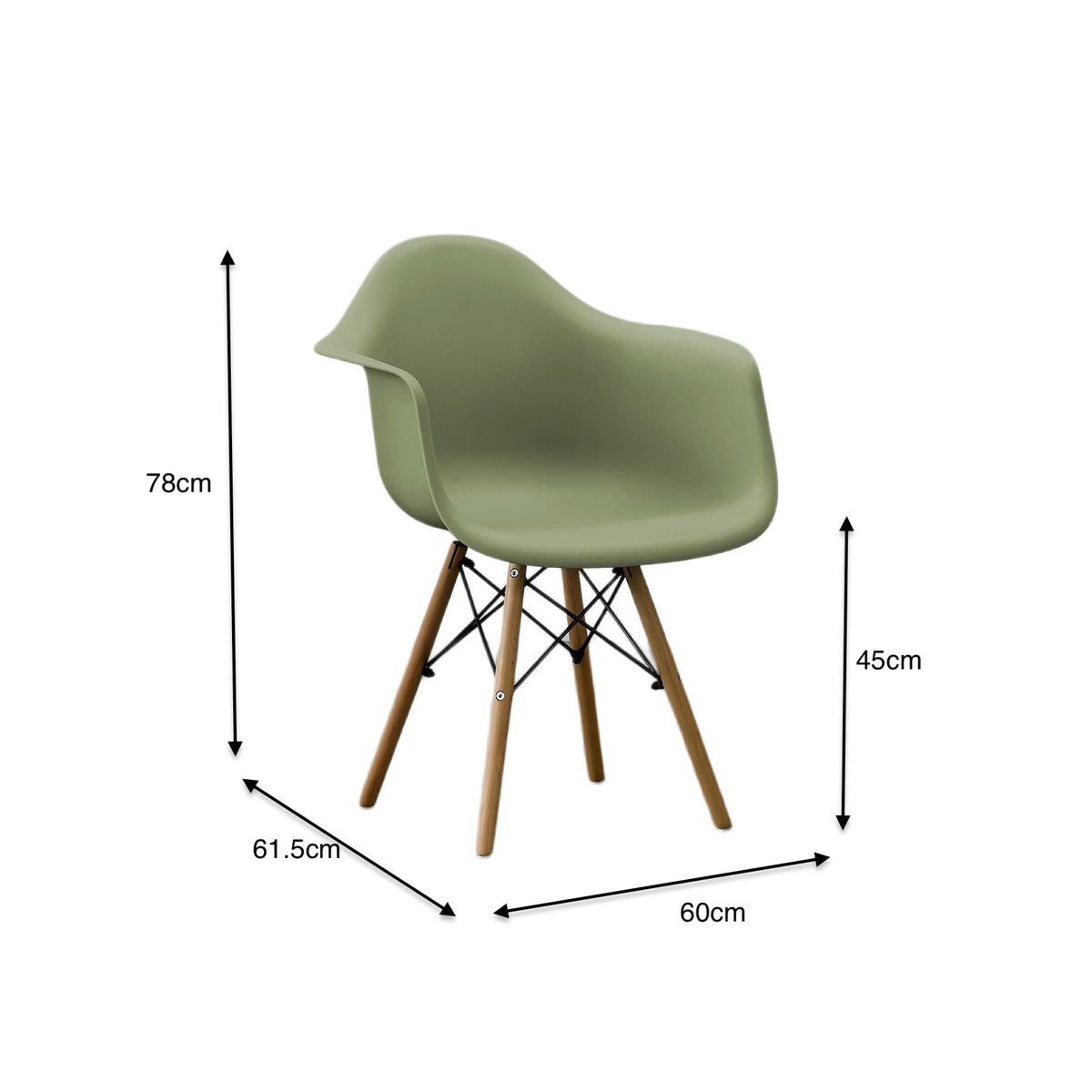 Silla Eymos , Color Verde, con Espaldar y Patas en Madera
