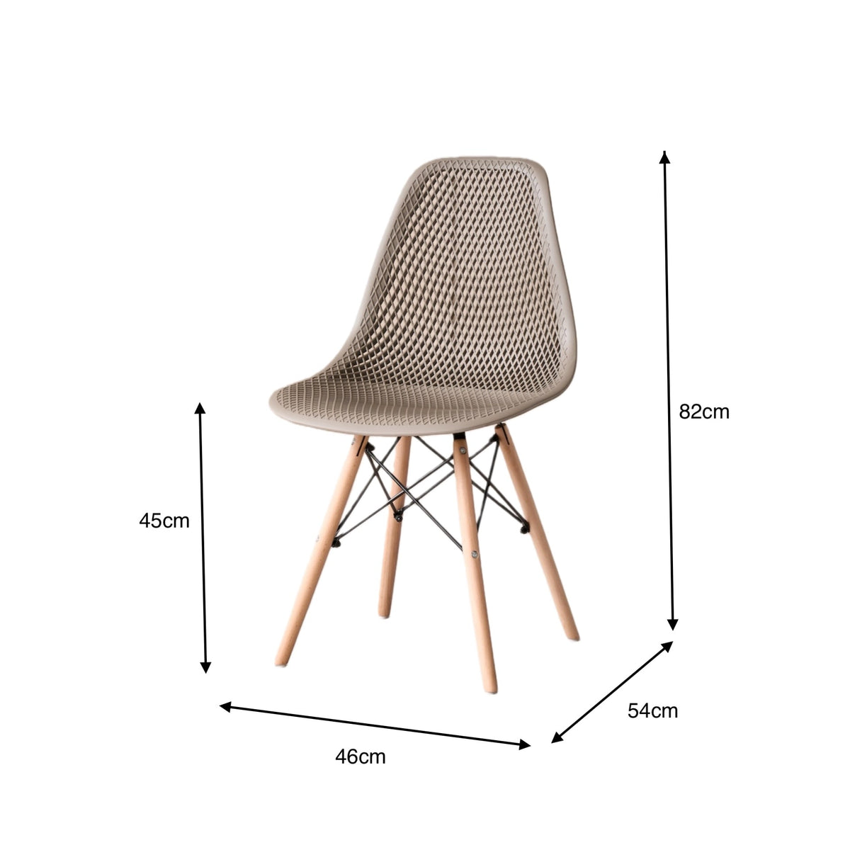 Silla Aira, Color Taupe, con Espaldar y Patas en Madera, detalle interior
