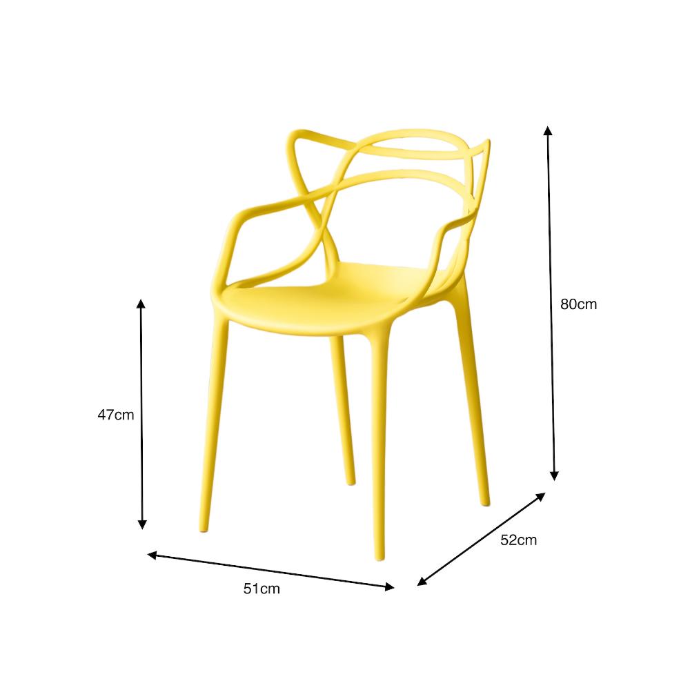 Set de 4 Sillas Palermo, Color Amarillo, con Espaldar y Diseño Moderno