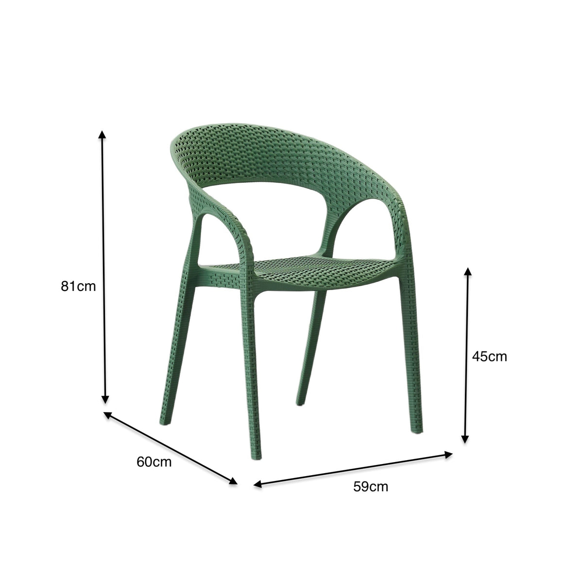 Silla Axel, Verde Olivo, con Espaldar, Reposa Brazos y con Textura Trenzada