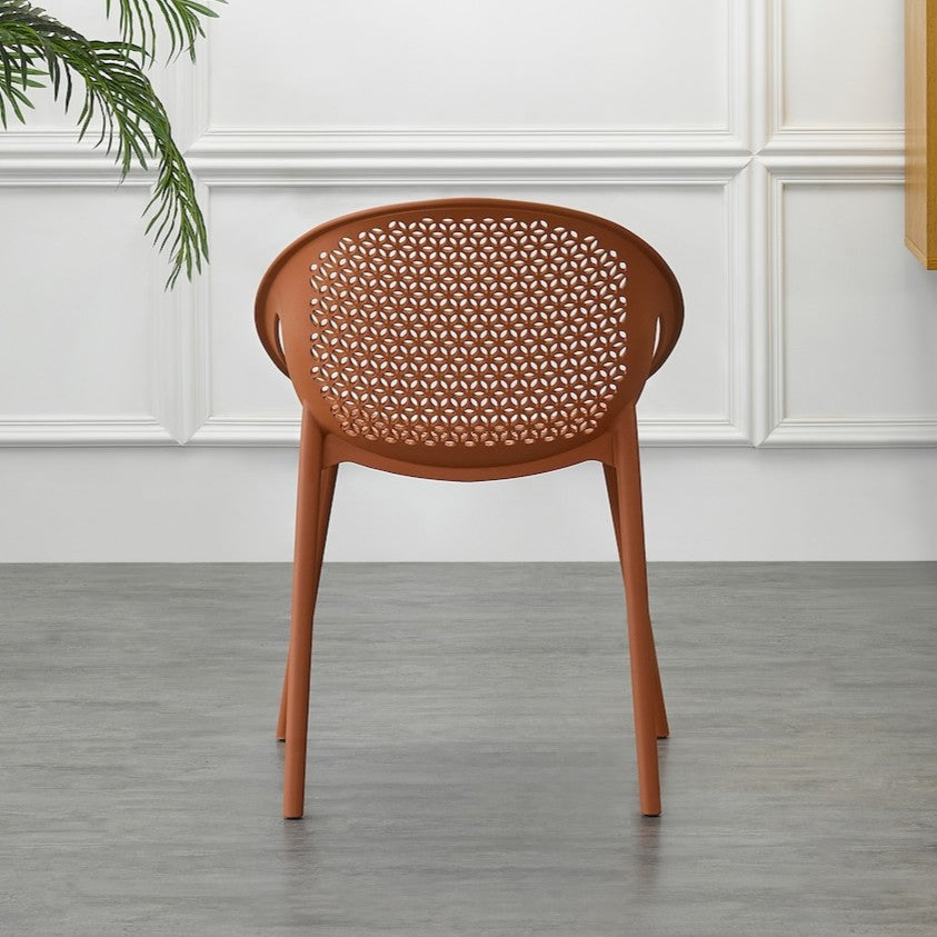 Set de 4 Sillas Selva con Brazos, Color Terracota, con Espaldar