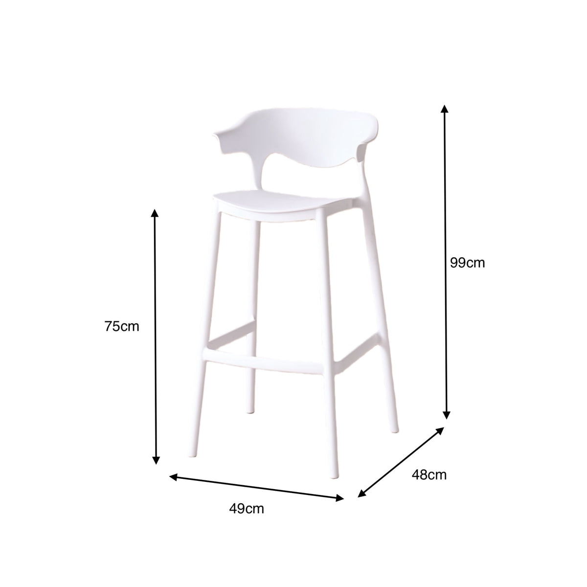 Set de 2 Sillas para Bar Elena, Color Blanco, Diseño Moderno