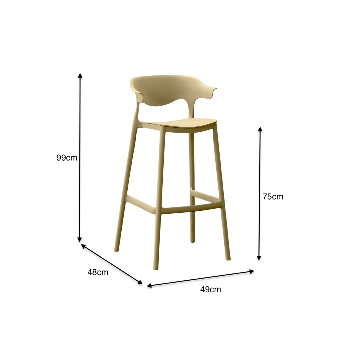 Silla para Bar Elena, Color Khaki, Diseño Moderno