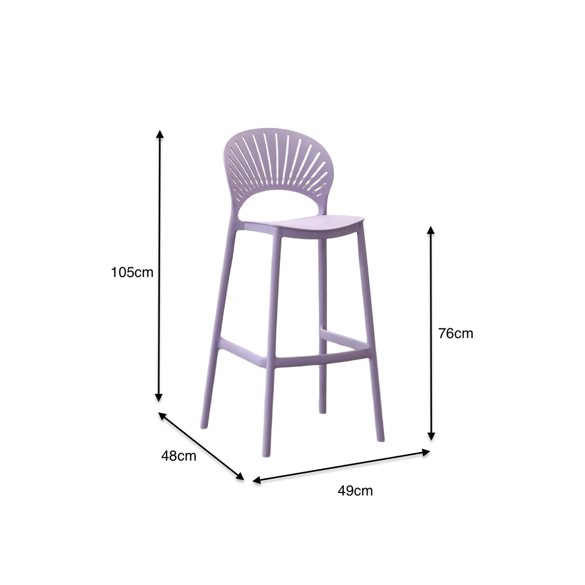 Set de 4 Sillas para Bar Paraíso, Color Lila, Diseño Moderno