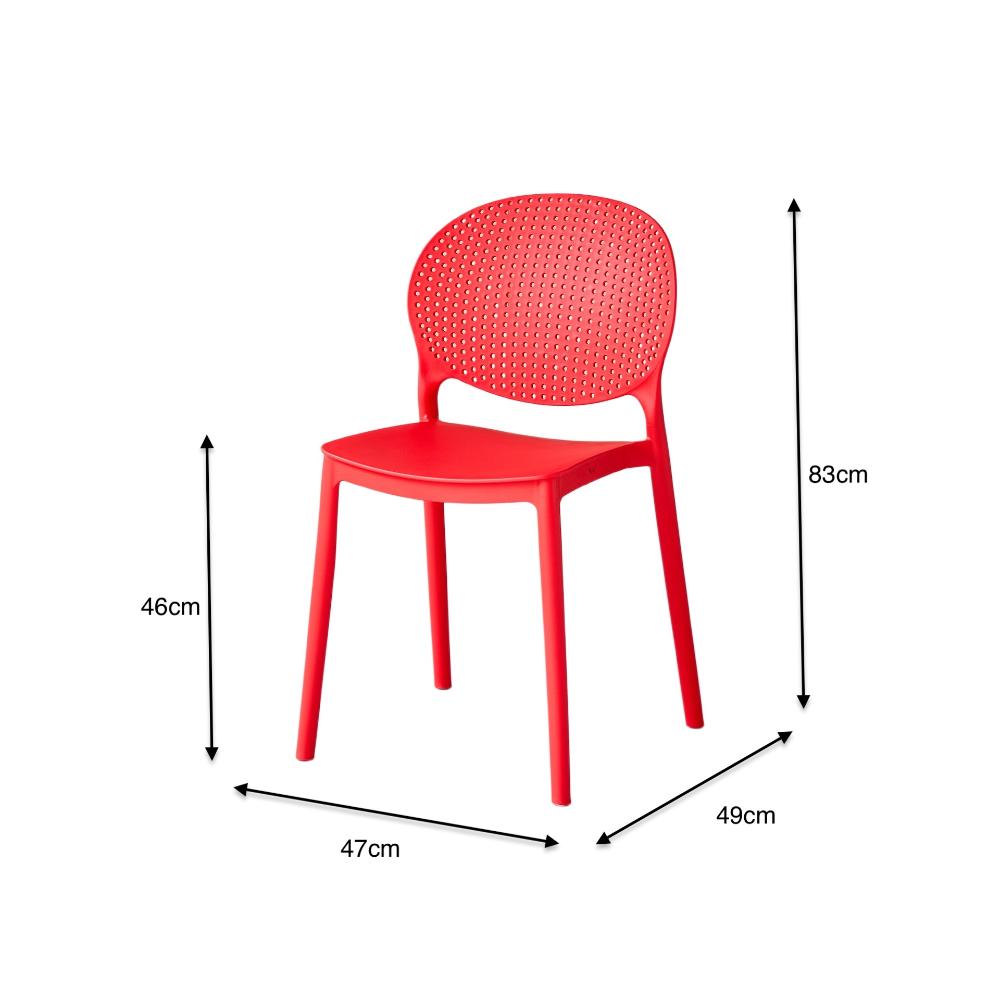 Set de 2 Sillas Florida, Color Rojo, con Espaldar y Diseño Moderno