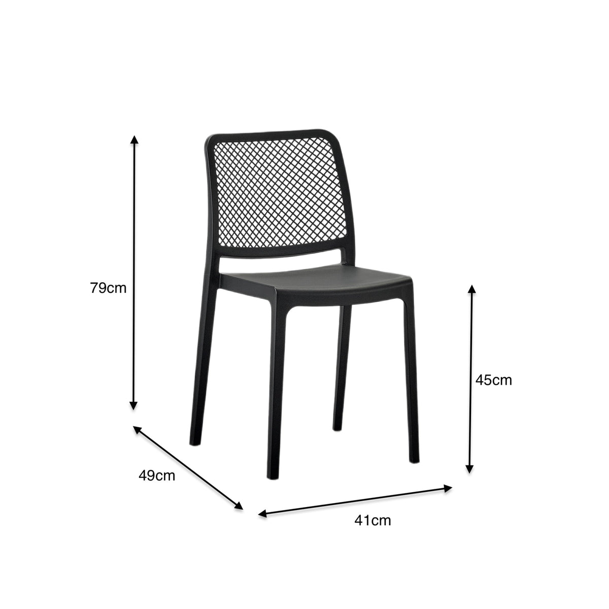 Silla Manhattan, Negra, con Espaldar en Rejilla y Diseño Minimalista