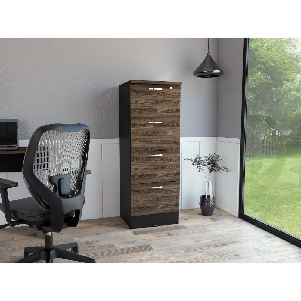 Archivador Alto Nakarat, Wengue y Chocolate, Cuatro cajones y un cajon con cerradura