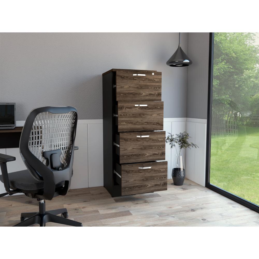 Archivador Alto Nakarat, Wengue y Chocolate, Cuatro cajones y un cajon con cerradura