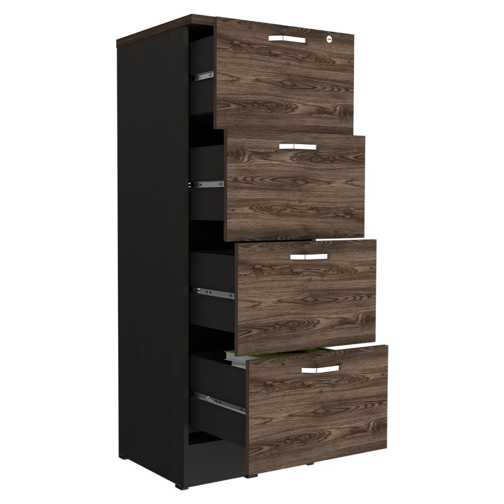 Archivador Alto Nakarat, Wengue y Chocolate, Cuatro cajones y un cajon con cerradura