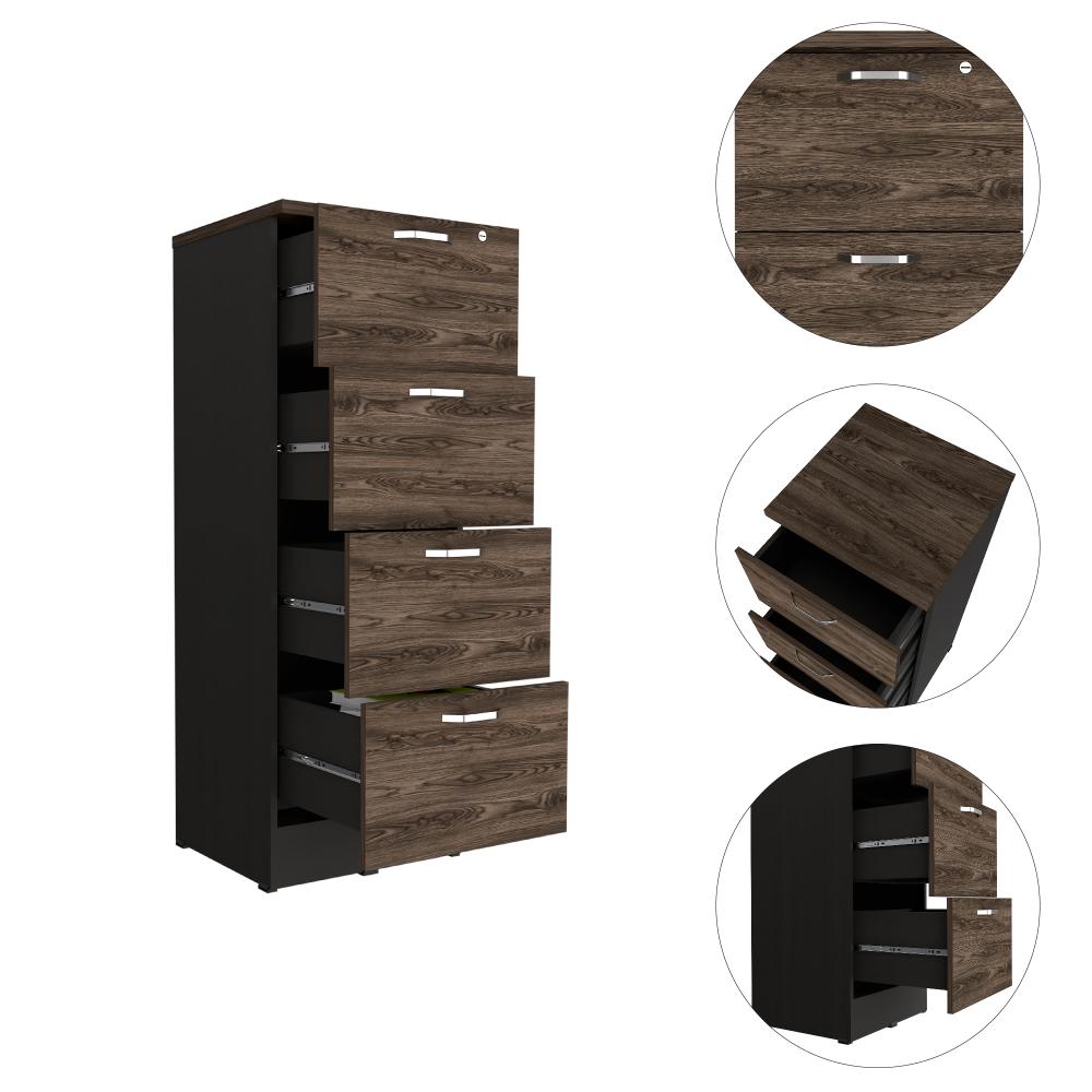 Archivador Alto Nakarat, Wengue y Chocolate, Cuatro cajones y un cajon con cerradura