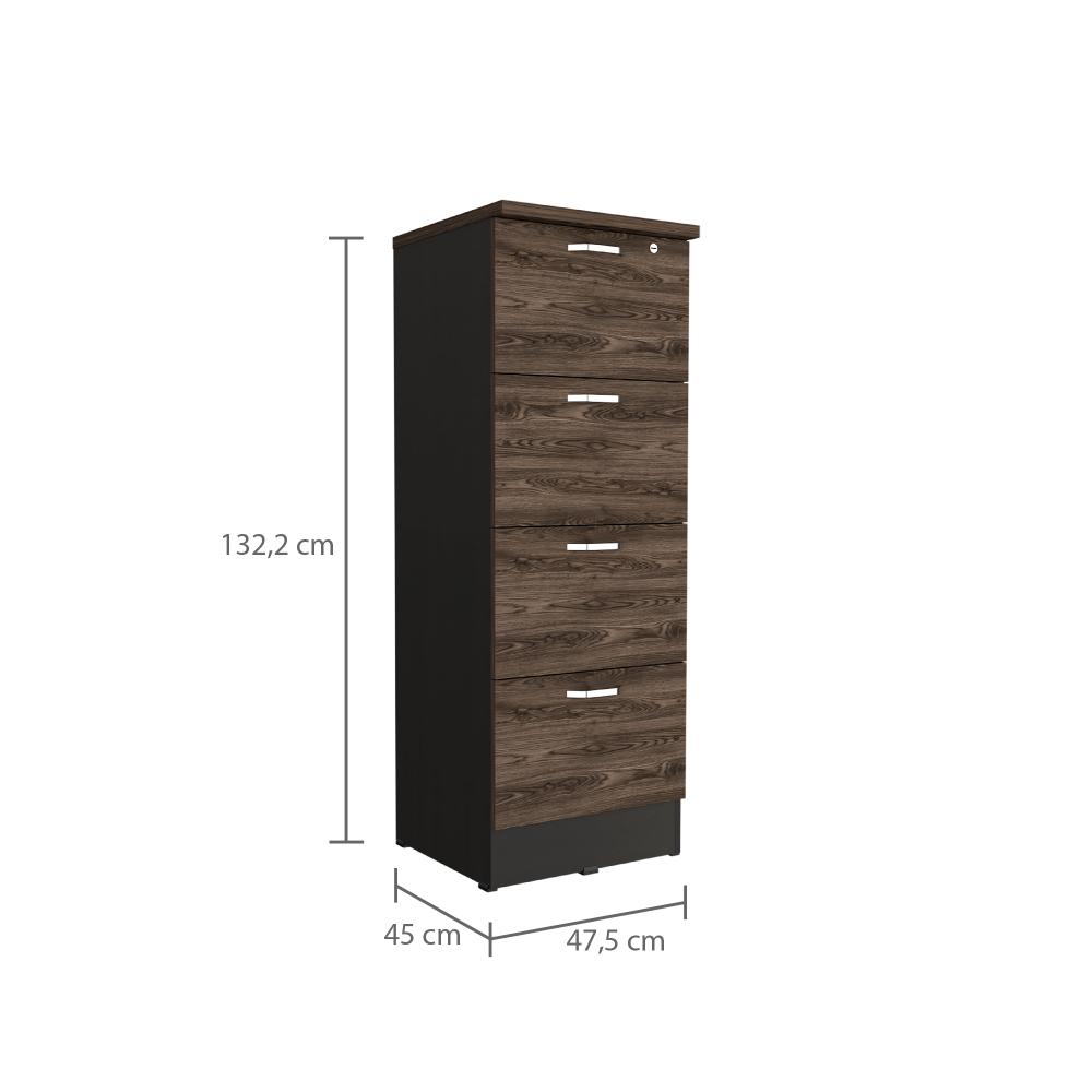 Archivador Alto Nakarat, Wengue y Chocolate, Cuatro cajones y un cajon con cerradura