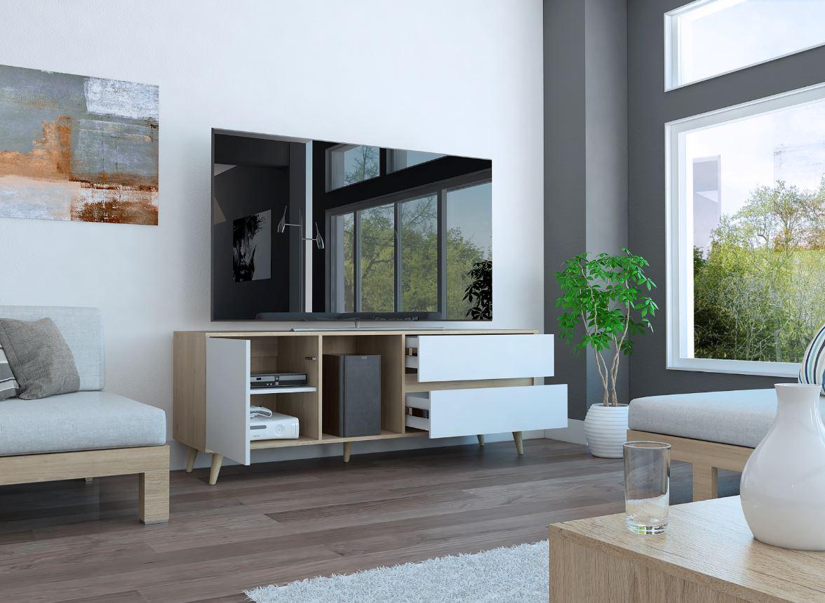 Rack para TV Acacia RTA Rovere + Blanco
