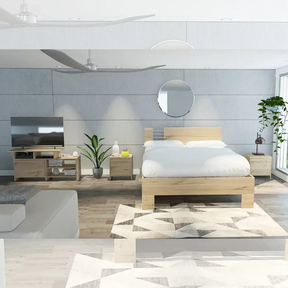 Combo Cama DI ColorRack 2 Mesas Noche RTA Duna