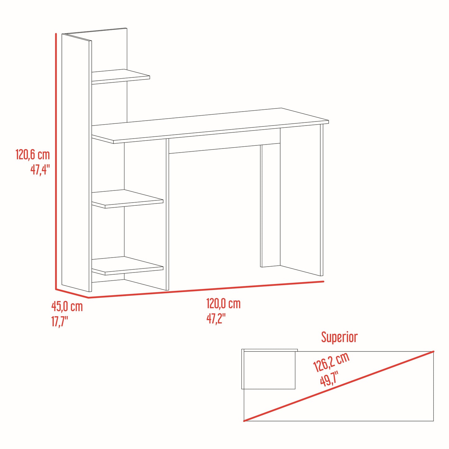 Escritorio ¡Wow!, Humo y Blanco Duqueza, con Cuatro Entrepaños