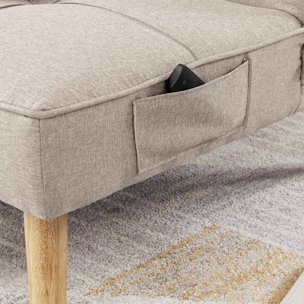 Sofá Cama Galet, Beige, Sillón Reclinable 3 Puestos