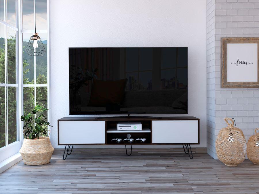 Rack para TV 80 52 X 180 Vassel RTA Habano Blanco
