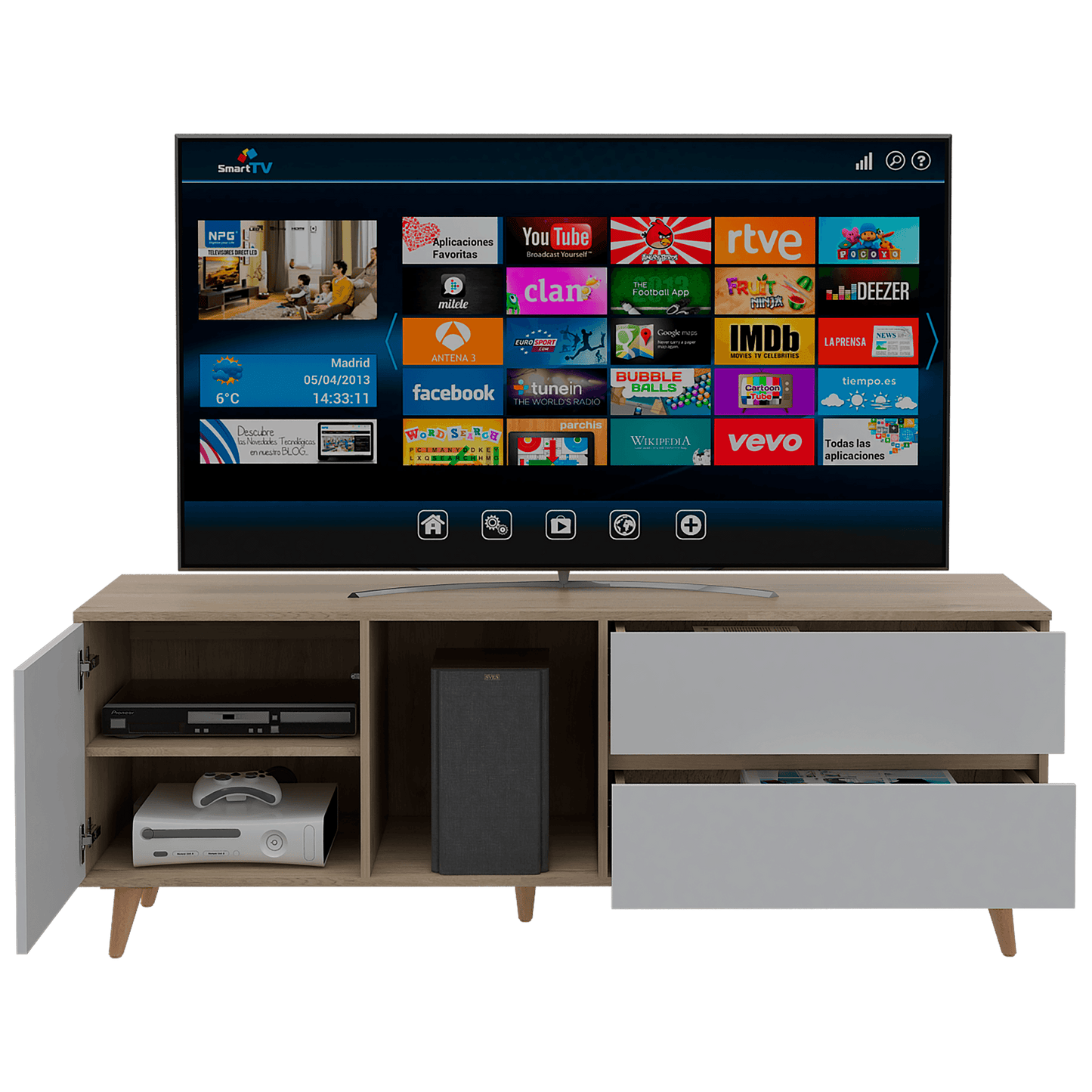 Rack para TV Acacia RTA Rovere + Blanco