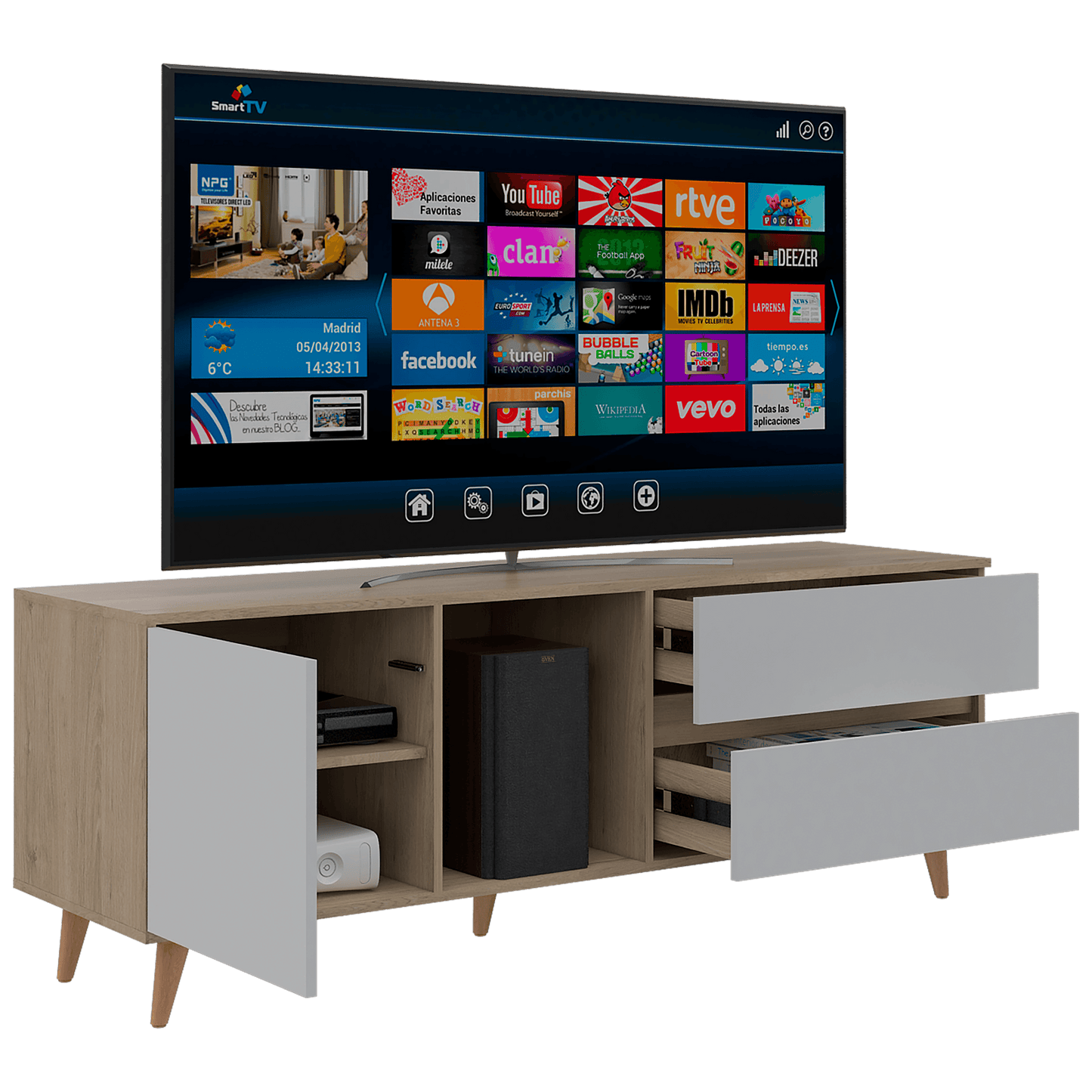 Rack para TV Acacia RTA Rovere + Blanco