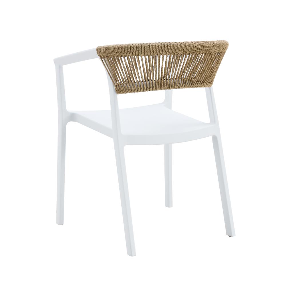 Set de 4 Sillas Balí, Blanco, con Espaldar en Cuerdas y Diseño Moderno