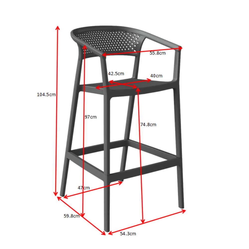 Silla para Bar Salvador, Taupe, con Reposa Pies Doble Proposito, abierto