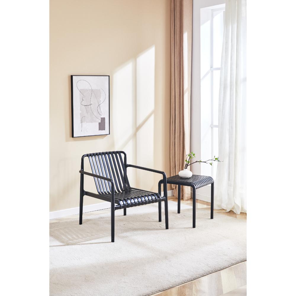 Silla Lounge Parma, Negro, con Espaldar y Diseño Moderno, vista lateral