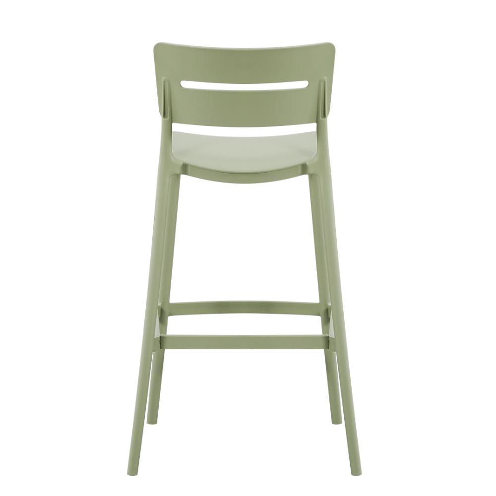 Set de 2 Sillas para Bar Manila, Verde, con Espaldar Rectangular y Diseño Moderno, detalle de acabad