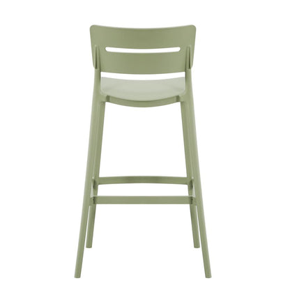 Set de 2 Sillas para Bar Manila, Verde, con Espaldar Rectangular y Diseño Moderno, detalle de acabad