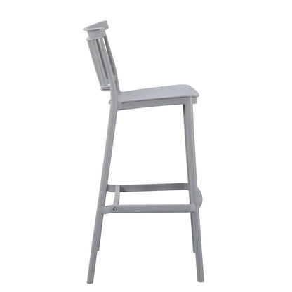 Silla para Bar Oxford, Gris, con Espaldar en Barras y Diseño Minimalista