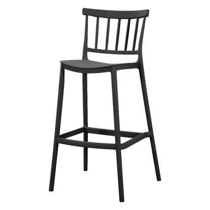 Silla para Bar Oxford, Negro, con Espaldar en Barras y Diseño Minimalista