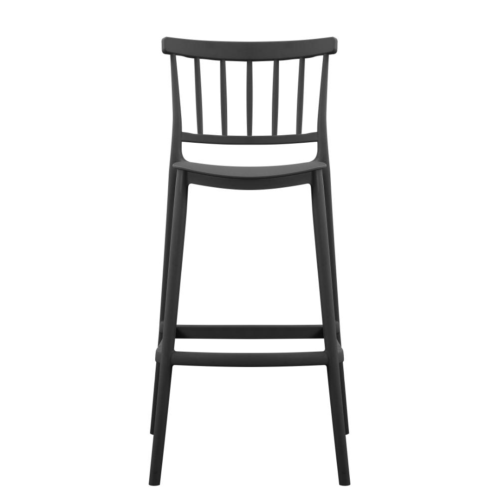 Silla para Bar Oxford, Negro, con Espaldar en Barras y Diseño Minimalista