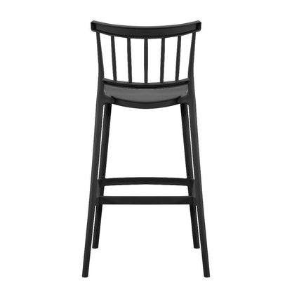 Silla para Bar Oxford, Negro, con Espaldar en Barras y Diseño Minimalista