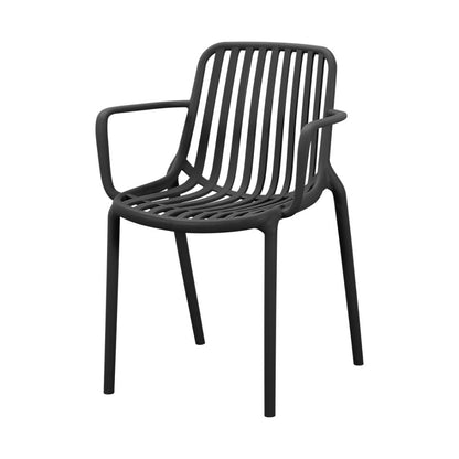 Set de 4 Sillas Parma, Negro, con Espaldar en Rayas y Diseño Minimalista