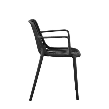 Set de 2 Sillas Parma, Negro, con Espaldar en Rayas y Diseño Minimalista
