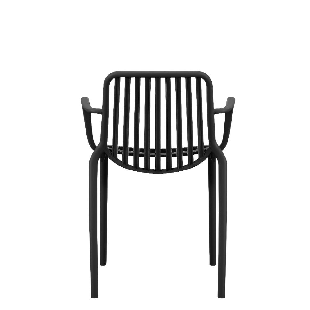 Set de 4 Sillas Parma, Negro, con Espaldar en Rayas y Diseño Minimalista