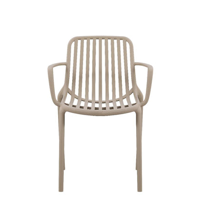 Silla Parma, Taupe, con Espaldar en Rayas y Diseño Minimalista