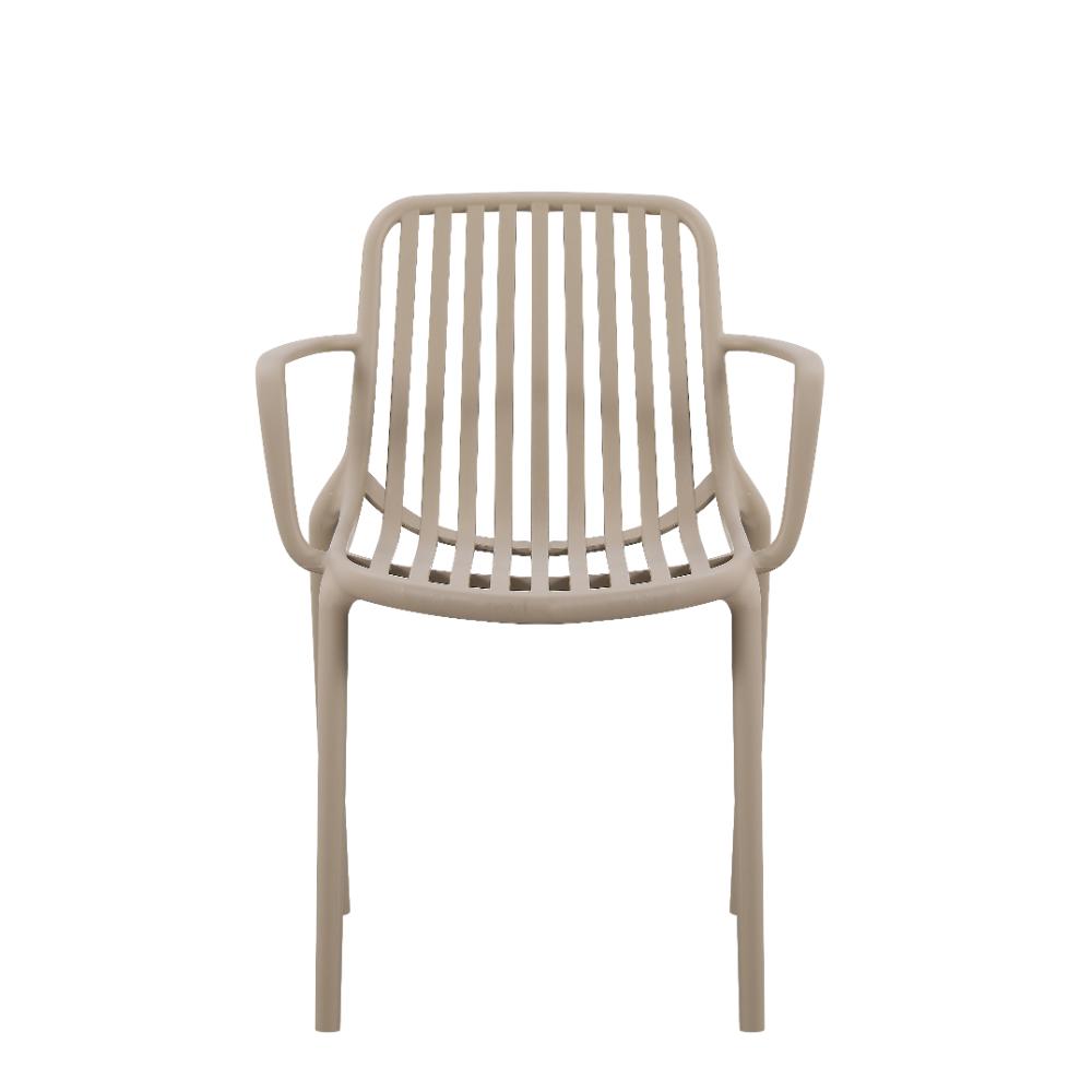 Set de 2 Sillas Parma, Taupe, con Espaldar en Rayas y Diseño Minimalista