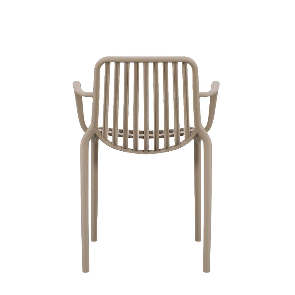 Set de 4 Sillas Parma, Taupe, con Espaldar en Rayas y Diseño Minimalista