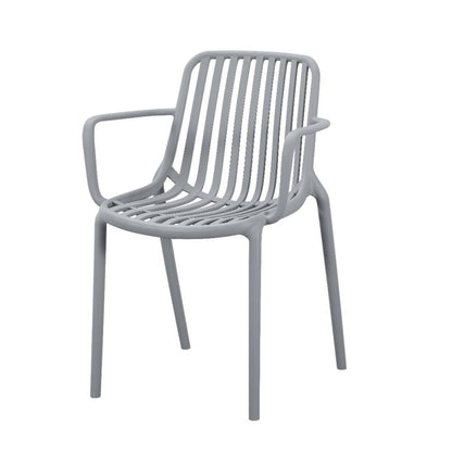 Set de 2 Sillas Parma, Gris, con Espaldar en Rayas y Diseño Minimalista