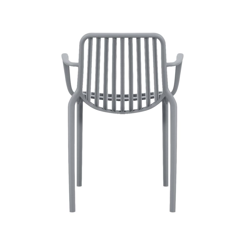 Silla Parma, Gris, con Espaldar en Rayas y Diseño Minimalista