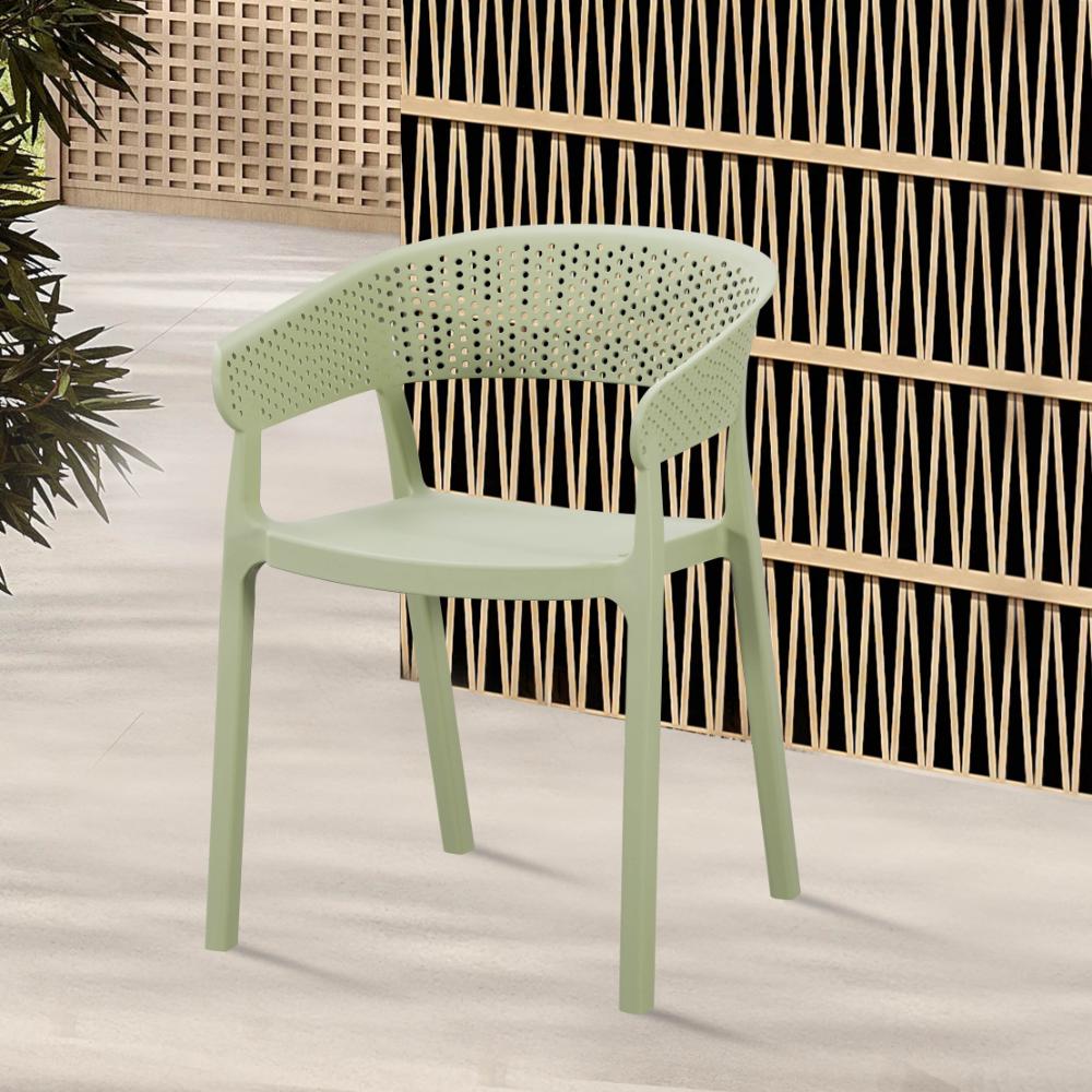 Silla Manaos, Verde, con Espaldar Minimalista y Diseño Moderno, vista frontal