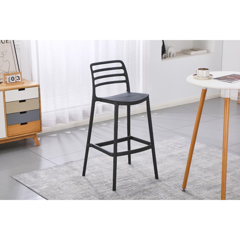 Silla para Bar Palawan, Negro, con Espaldar Abierto y Diseño Minimalista, detalle