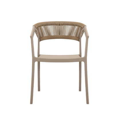 Silla Balí, Taupe, con Espaldar en Cuerdas y Diseño Moderno
