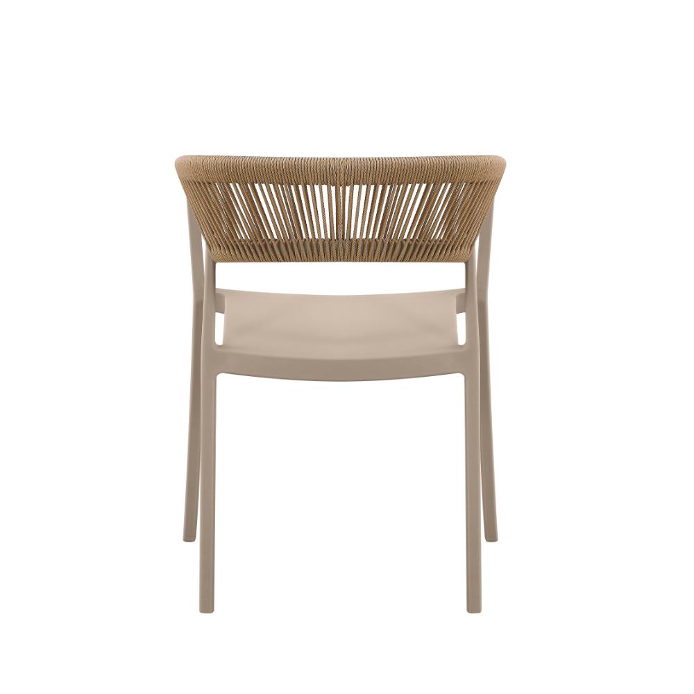 Silla Balí, Taupe, con Espaldar en Cuerdas y Diseño Moderno