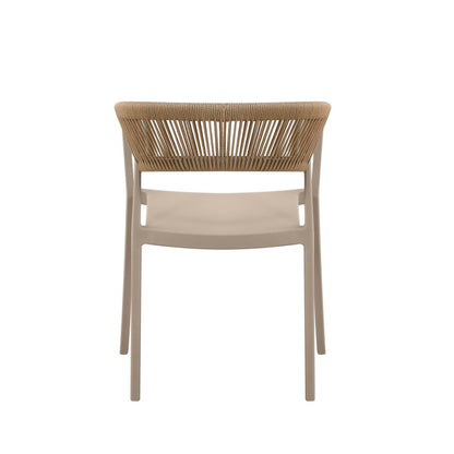 Set de 2 Sillas Balí, Taupe, con Espaldar en Cuerdas y Diseño Moderno