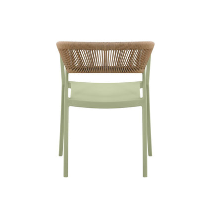 Silla Balí, Verde, con Espaldar en Cuerdas y Diseño Moderno