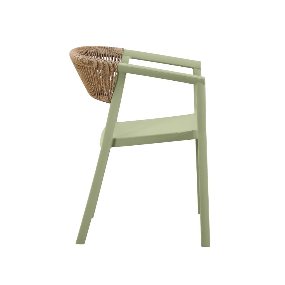 Silla Balí, Verde, con Espaldar en Cuerdas y Diseño Moderno