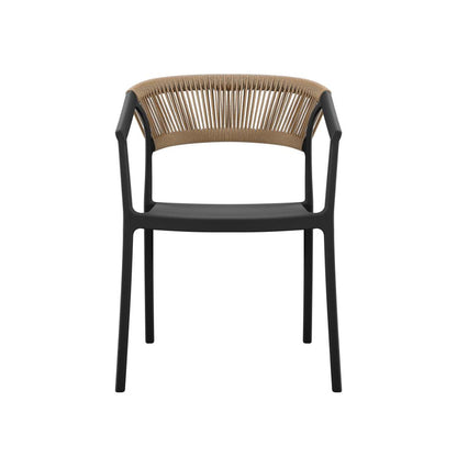 Silla Balí, Negro, con Espaldar en Cuerdas y Diseño Moderno