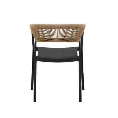 Silla Balí, Negro, con Espaldar en Cuerdas y Diseño Moderno